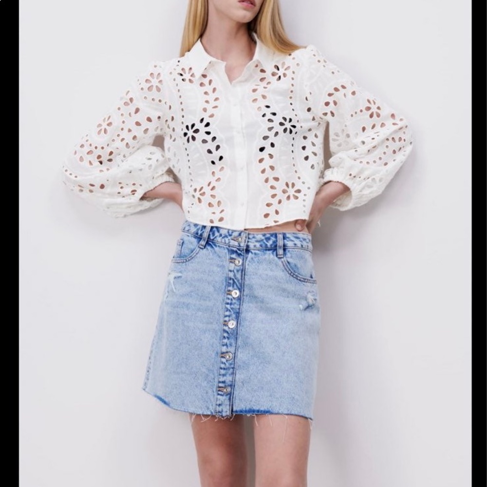 Zara Openwork Embroidery Shirt